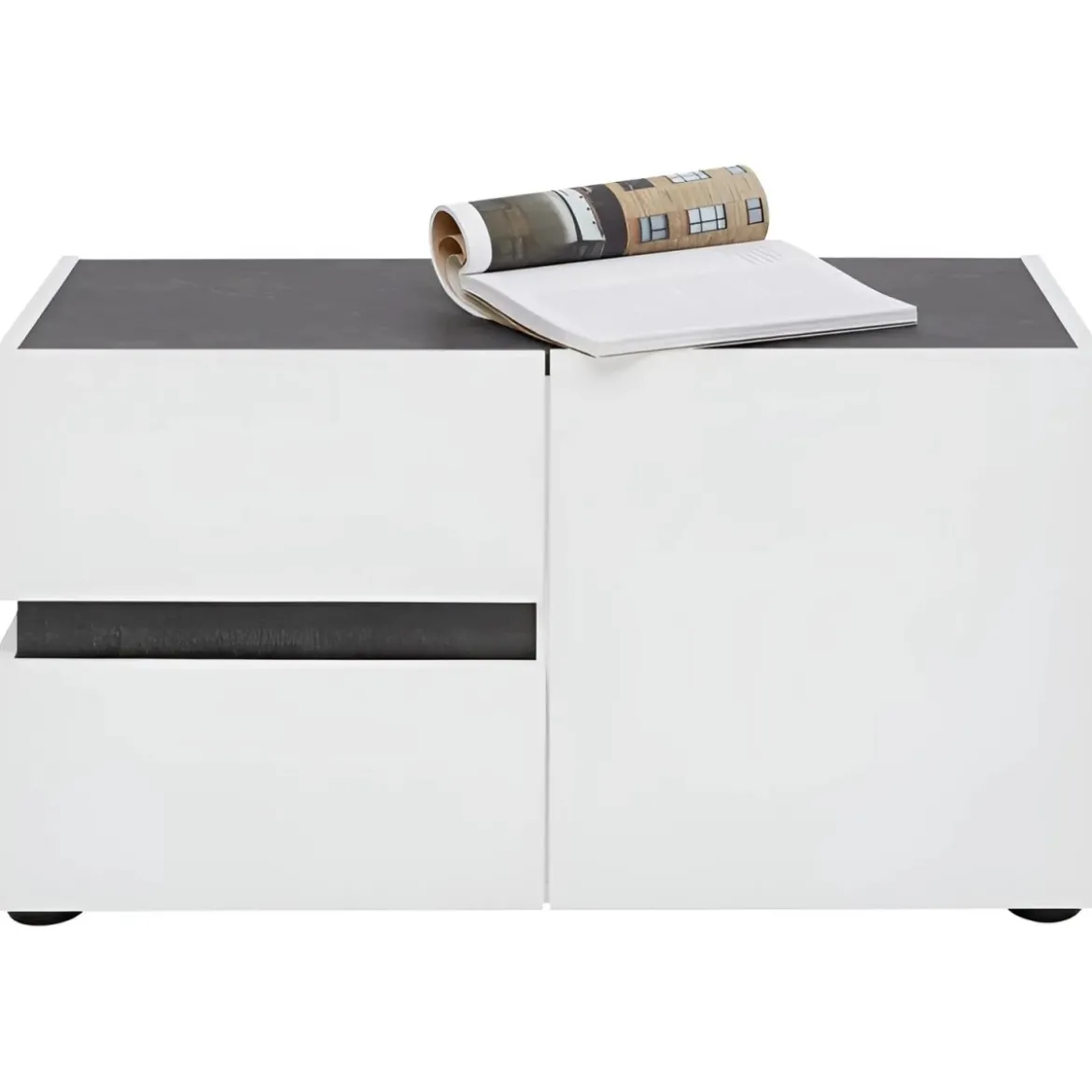Panca Scarpiera Bianca 80x38x42 cm 1 Anta 2 Cassetti Soft-Close