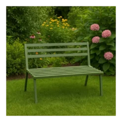 Panchina Verde per Esterno da Giardino in Acciaio 127x61x80 cm