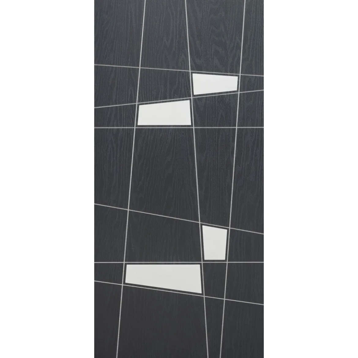 Pannello Trap per Porta Blindata Grigio Pantografato con Inserti Moderni