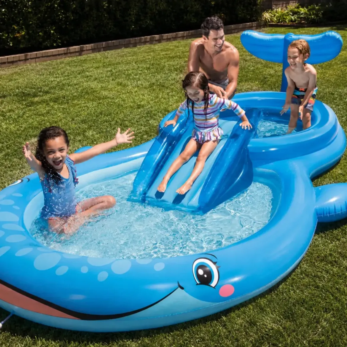 Parco Giochi Acquatico Balena Piscina con Scivolo per Bambini da Esterno Acqua