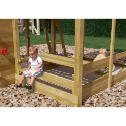 Parco Giochi in Legno Casetta Piattaforme Scivolo Altalena Sabbiera