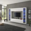 Parete Attrezzata per Soggiorno con 2 Vetrine Bianco Lucido Porta TV