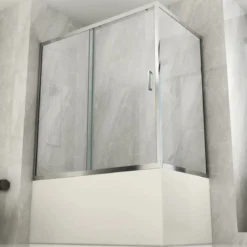 Parete Sopravasca 2 lato 6 mm Scorrevole in Cristallo Box Vasca da Bagno Doccia
