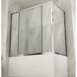 Parete Sopravasca 2 lato 6 mm Scorrevole in Cristallo Box Vasca da Bagno Doccia