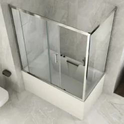 Parete Sopravasca 2 lato 6 mm Scorrevole in Cristallo Box Vasca da Bagno Doccia