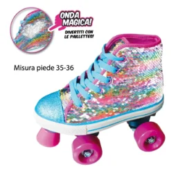 Pattini a Rotelle Sneaker Scarpa 35 36 con Paillettes Freno 4 Ruote da Bambina