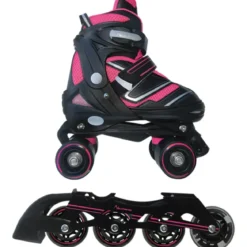 Pattini Bambini 2 in 1 L 38-41 Trasformabili a Rotelle in Linea Fucsia