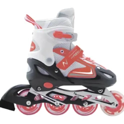 Pattini in Linea Bambini Regolabili 34-37 Rosso con Cuscinetti ABEC 7