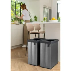 Pattumiera Keter 54L Grigio Perlato Differenziata Materiale Riciclato
