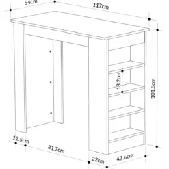 Penisola Cucina Alta 117x54 cm Tavolo Snack Beige Ripiani Salvaspazio
