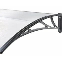 Pensilina Policarbonato Alveolare Trasparente 150x100 cm Supporti ABS
