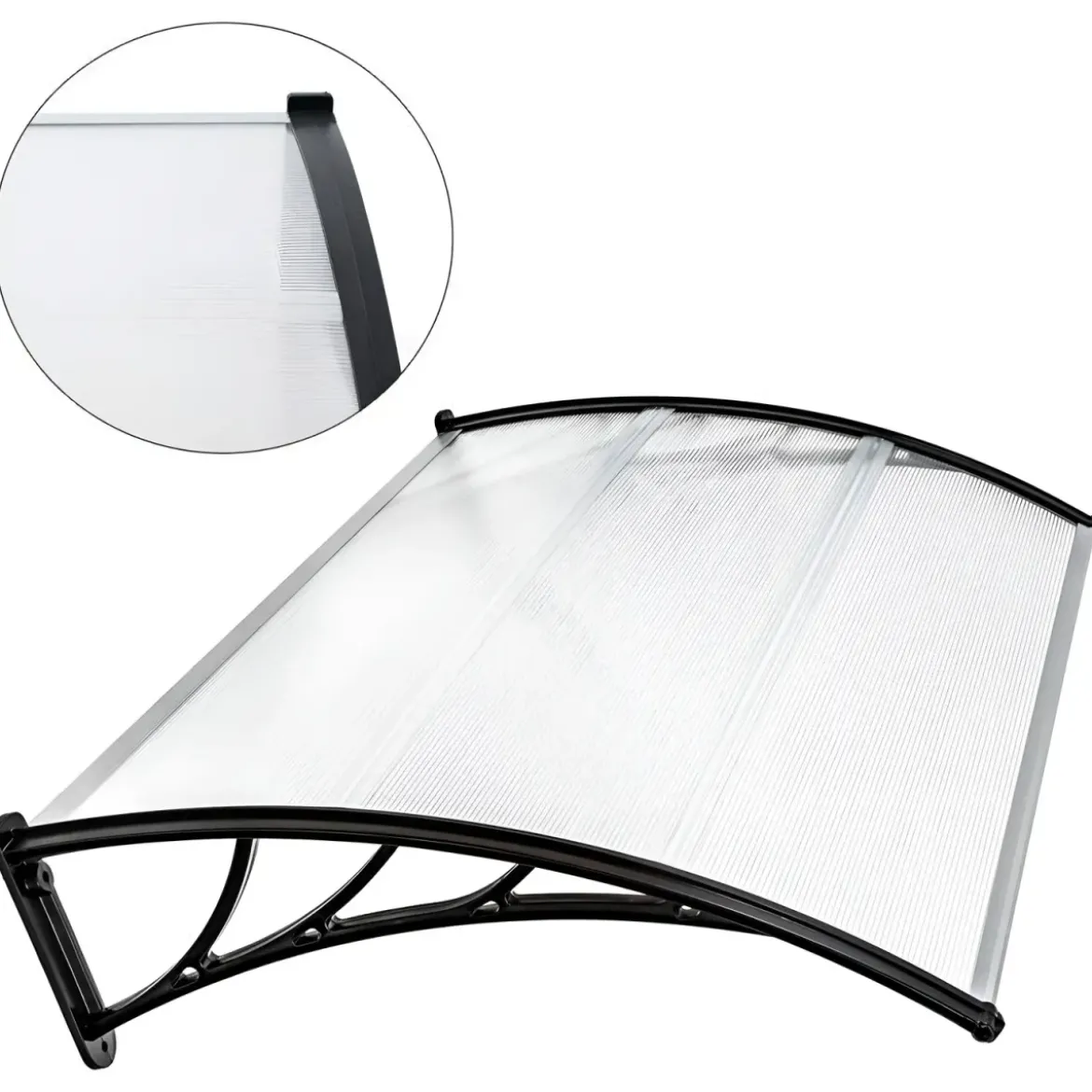 Pensilina 125x80 cm Tettoia Modulare in Policarbonato Alveolare Opaco