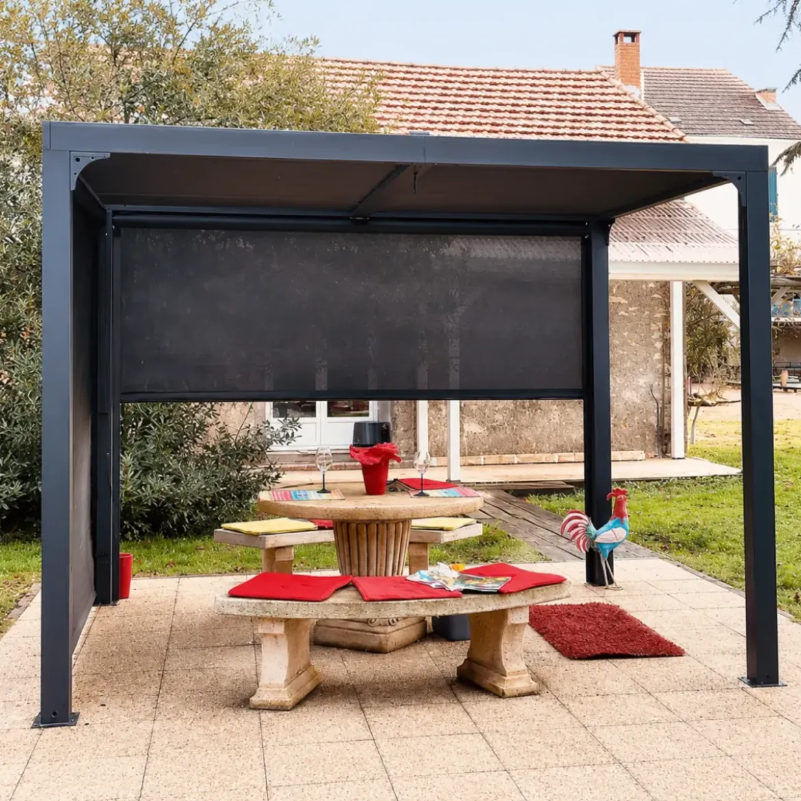 Pergola Bioclimatica da Esterno 240x300 cm 2 Teli Laterali Manuali