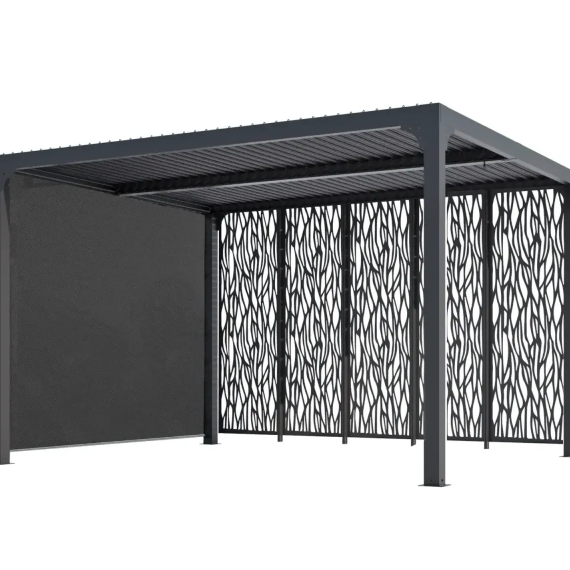 Pergola Bioclimatica in Alluminio 360x300 cm con Tenda e 5 Pannelli