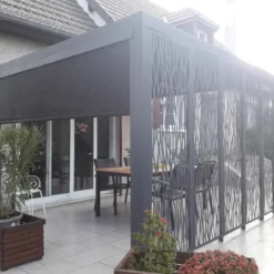 Pergola Bioclimatica in Alluminio 360x300 cm con Tenda e 5 Pannelli