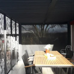 Pergola Bioclimatica in Alluminio 360x300 cm con Tenda e 5 Pannelli
