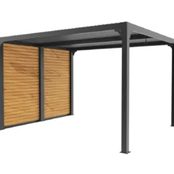 Pergola Bioclimatica in Alluminio con Lamelle Effetto Legno 360x300