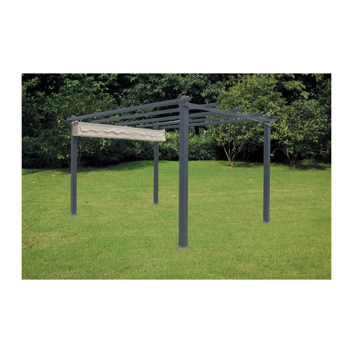 Pergola Gazebo 3x4 in Alluminio Telo Tenda Retrattile Carport Auto Giardino