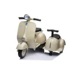 Piaggio Crema Vespa Mini con Sidecar Elettrica da Bambini a Batteria 6 V