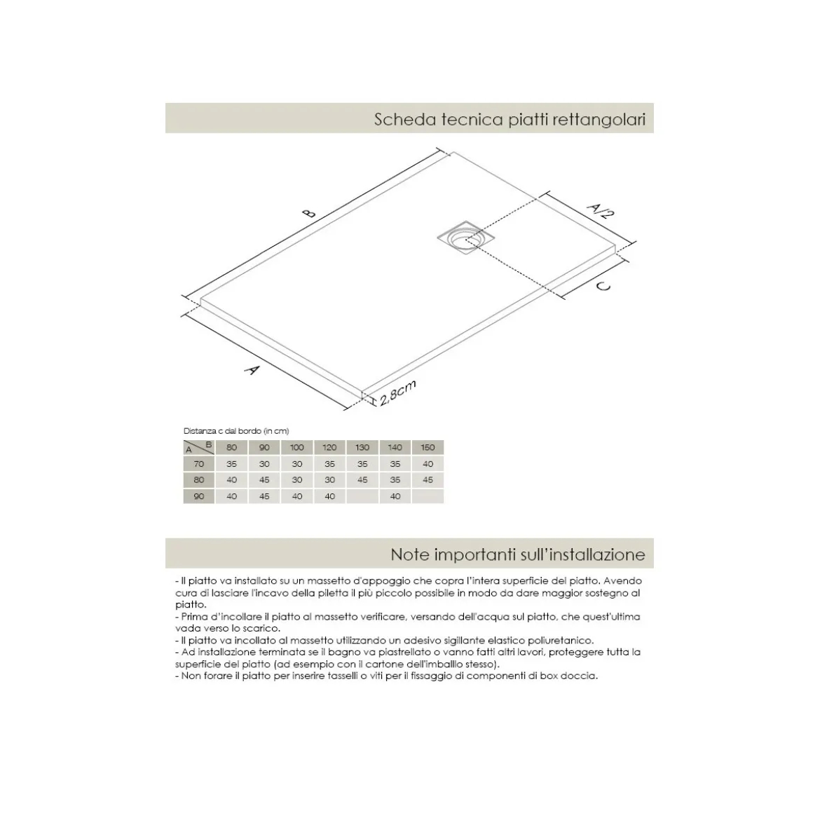 Piatto Doccia Grigio Rettangolare Effetto Pietra 70 80 90 100 120 140 Slim Flat