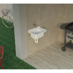 Pilozzo Acquaio in Resina 50x35 da Esterno con Sifone Piletta Vasca Lavatoio