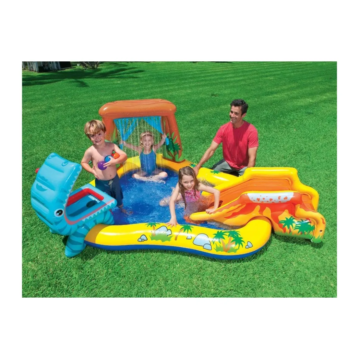 Piscina con Scivolo Dinosauro per Bambini Intex Gonfiabile Gioco da Giardino