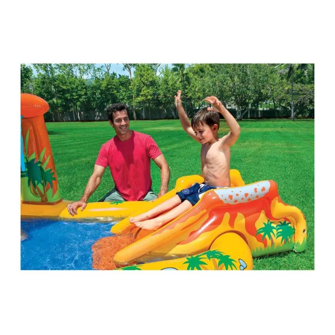 Piscina con Scivolo Dinosauro per Bambini Intex Gonfiabile Gioco da Giardino