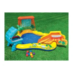 Piscina con Scivolo Dinosauro per Bambini Intex Gonfiabile Gioco da Giardino