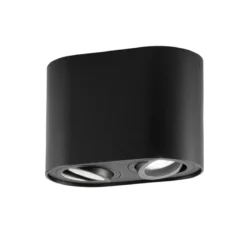 Plafoniera Rotonda Nera Lampada Intec a Soffitto Faretti Orientabili