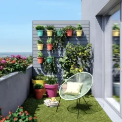 Poltrona da Esterno Intrecciata Struttura Acciaio Verde Effetto Rattan