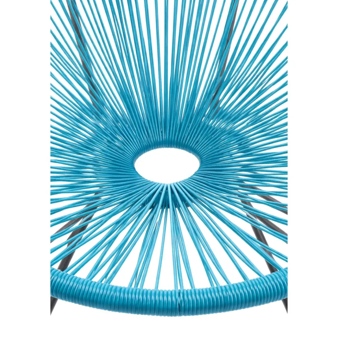 Poltrona da Esterno Intreccio Effetto Rattan Struttura Acciaio Azzurro