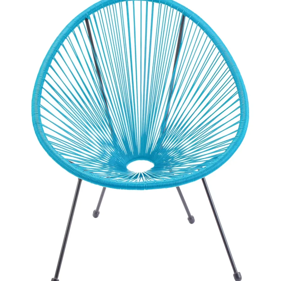 Poltrona da Esterno Intreccio Effetto Rattan Struttura Acciaio Azzurro