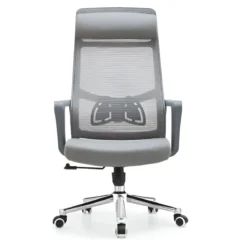 Poltrona da Ufficio Ergonomica Grigio con Schienale Alto in Rete Reclinabile