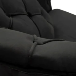 Poltrona Imbottita in Spugna Nero con Cuscino Gambe in Metallo