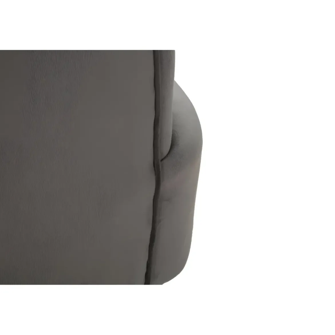 Poltrona Imbottita in Velluto Grigio con Cuscino Gambe in Metallo