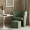 Poltrona Relax in Tessuto Verde Acqua con Pouf Estraibile Salvaspazio