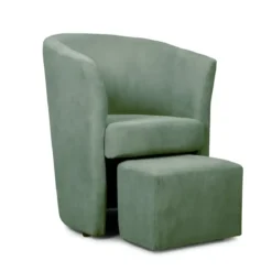 Poltrona Relax in Tessuto Verde Acqua con Pouf Estraibile Salvaspazio