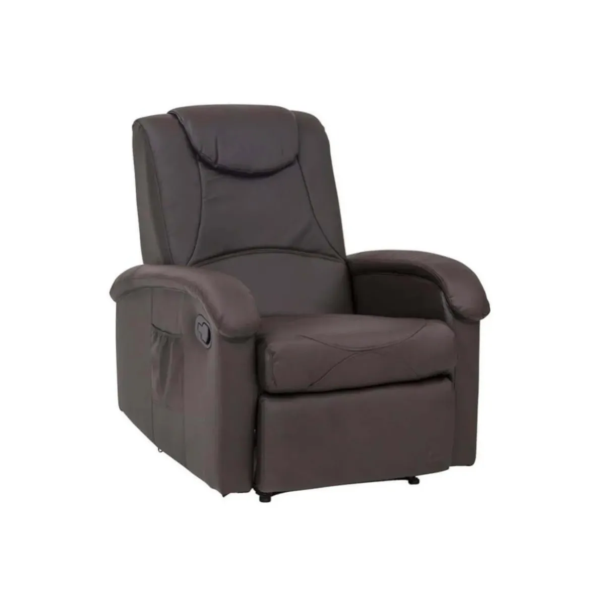 Poltrona Relax Manuale Reclinabile in Ecopelle Marrone con Braccioli