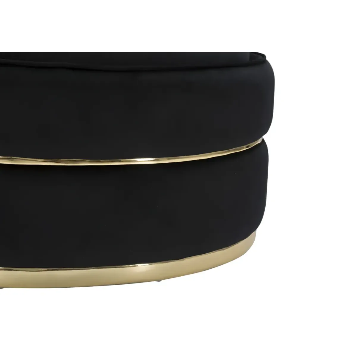Poltrona Rotonda in Velluto Nero Finiture Oro Salotto Camera da Letto