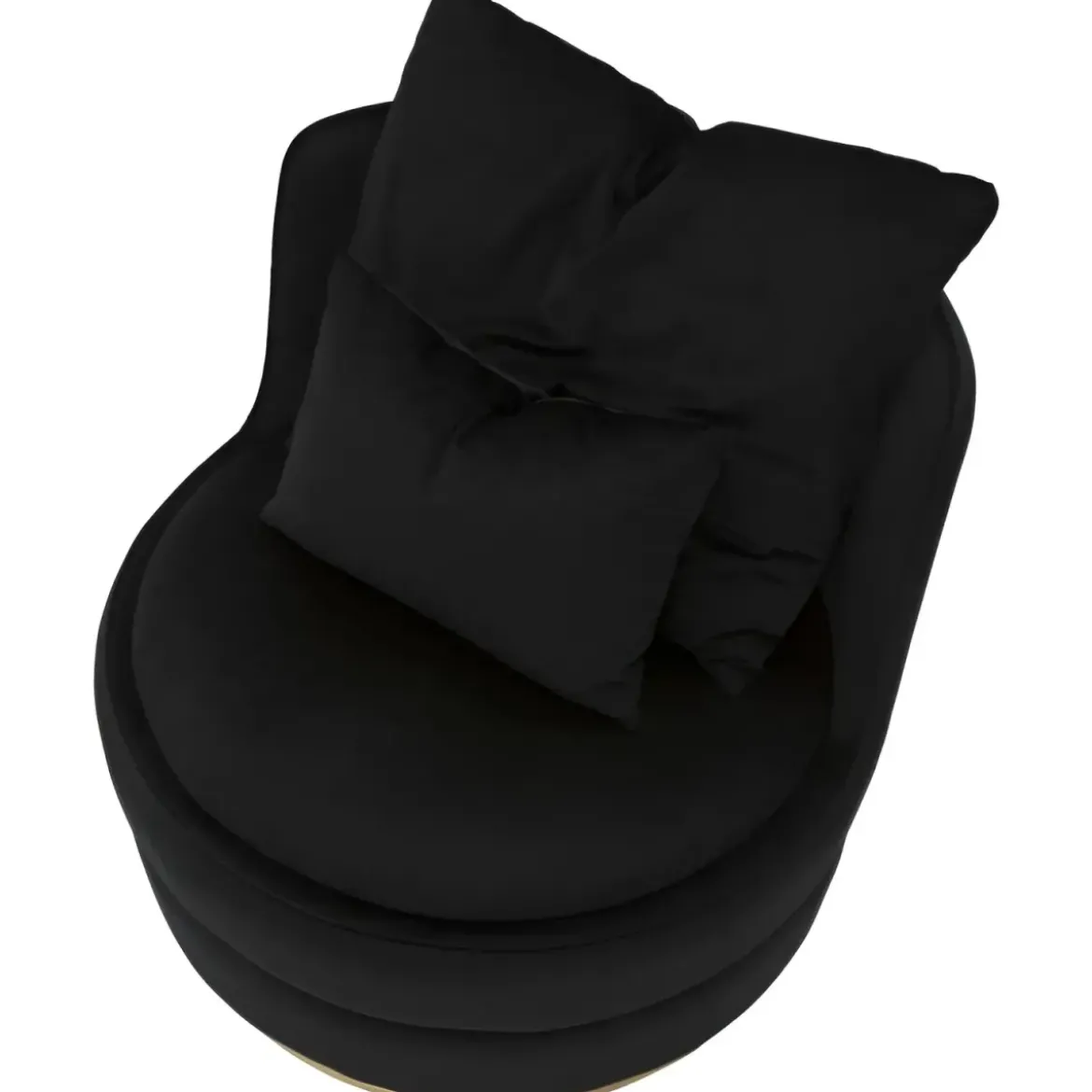 Poltrona Rotonda in Velluto Nero Finiture Oro Salotto Camera da Letto