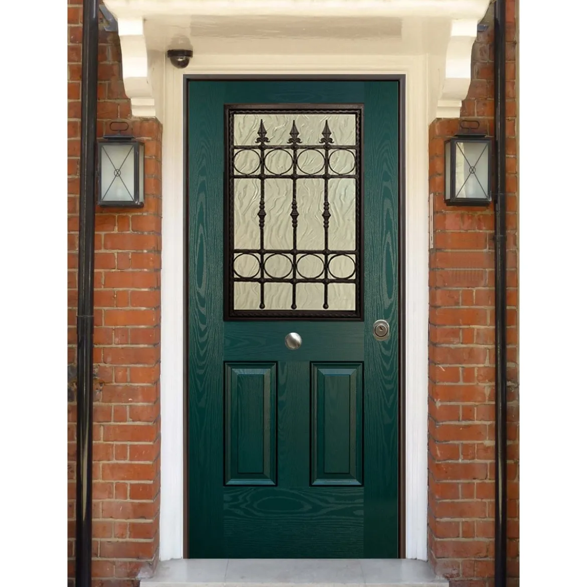 Porta Blindata Classica con Vetro per Esterno Portoncino Blindato Vetrato Verde