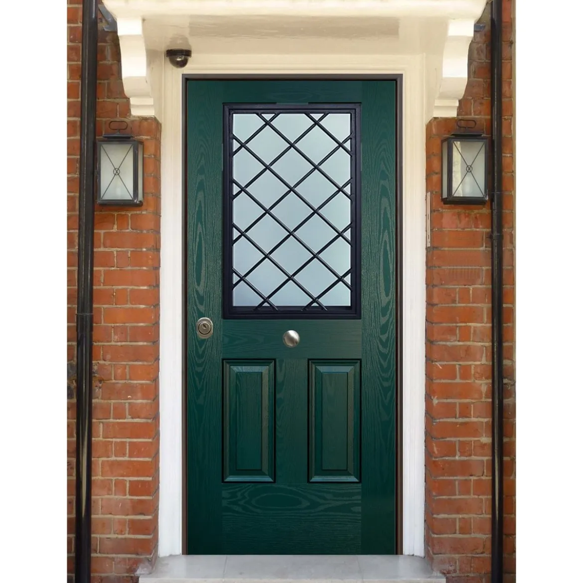 Porta Blindata Classica con Vetro per Esterno Portoncino Blindato Vetrato Verde