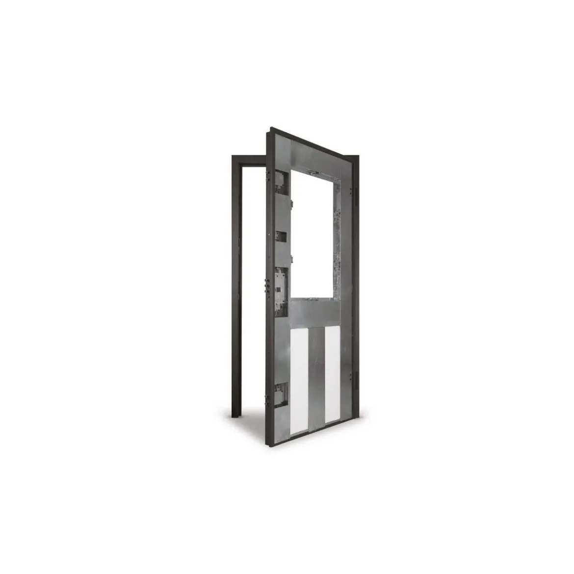 Porta Blindata Classica con Vetro per Esterno Portoncino Blindato Vetrato Verde