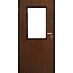 Porta Blindata Con Vetro Pannello Noce per Esterno Vetrata con Grata