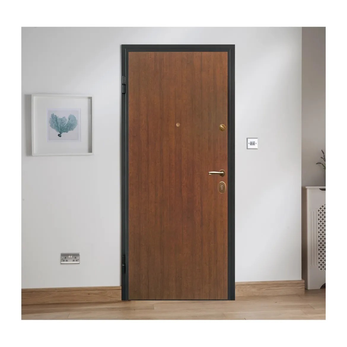 Porta Blindata 100x210 per Interno Portone di Sicurezza Noce