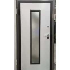 Portoncino con Vetro Porta Blindata per Esterno Pannello in Vetroresina Grigio