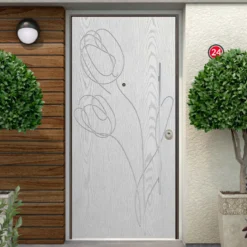 Portoncino di sicurezza per Esterno Blindato con Pannello Tulipano Bianco