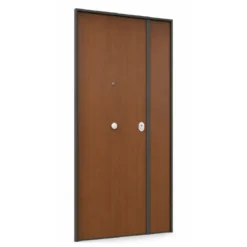 Portone Blindato Interno 2 Ante Porta Classe 3 Liscio Cilindro Europeo Noce