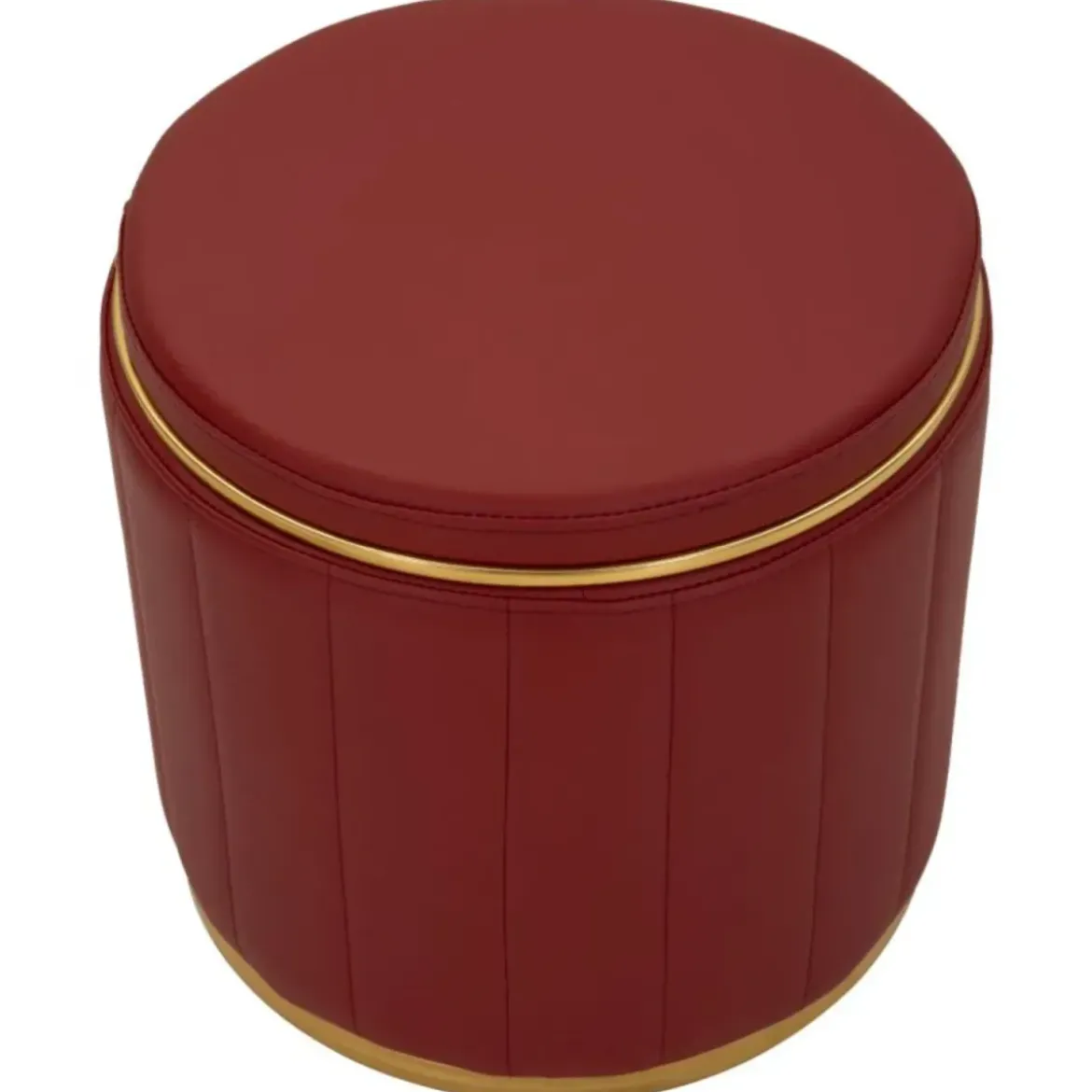Pouf con Contenitore Similpelle Rosso Oro Moderno Soggiorno Camera