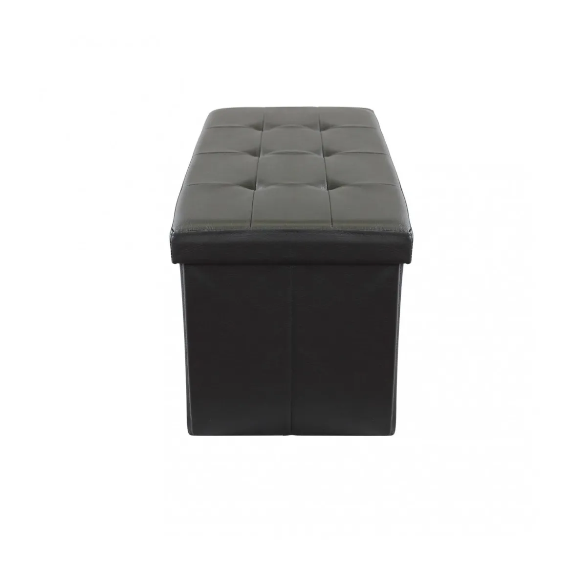 Pouf Contenitore Poggiapiedi in Ecopelle Nero Rettangolare 76x38 cm